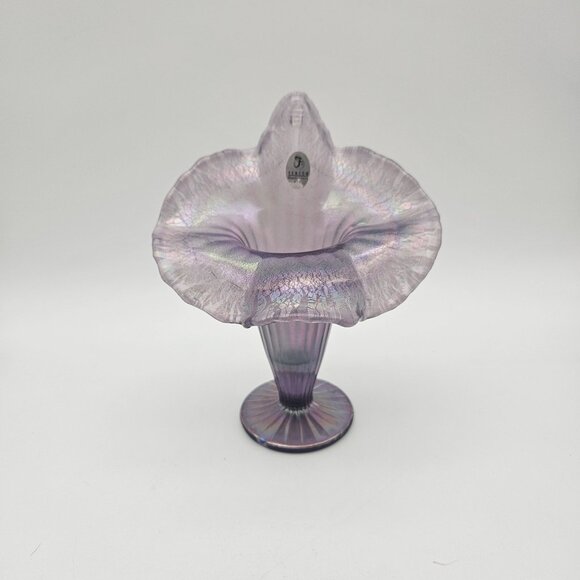 Fenton Lavender Purple Iridescent Crackle Jack in the Pulpit Vase - Picture 1 of 9